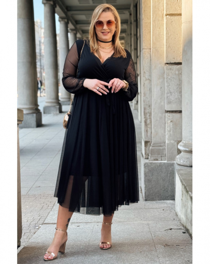 ADRIANA - Jemné sieťované šaty, dlhé pre moletky